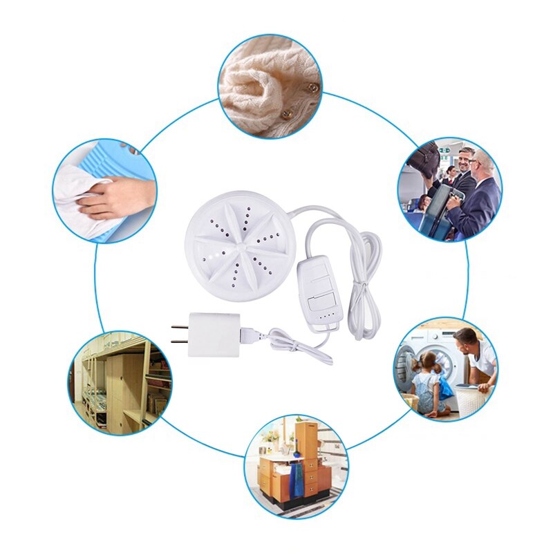Mini Ultrasonic Washing Machine Portable Turbo Personal Rotating Washer Convenient Travel Home Business Travel USB