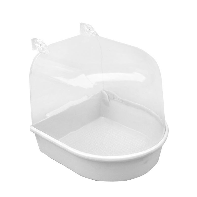 Plastic Opknoping Bad Hoge Transparante Vogel Baden Bad Voor Papegaaien Vogels: WHITE