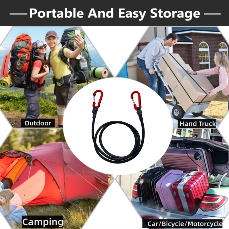 colección Heavy Duty Bungee Cord Elastic Tie String Carabiner Ganchos Kayak Ciclismo Equipaje Cuerdas de Embalaje