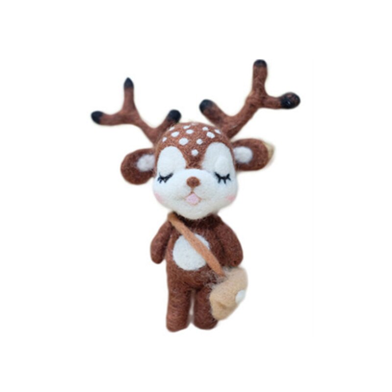 1 set wool for Felt DIY Package, elk, moose, wapiti,deer needle felting, Shiba Inu Set animals feutre: Dark Khaki