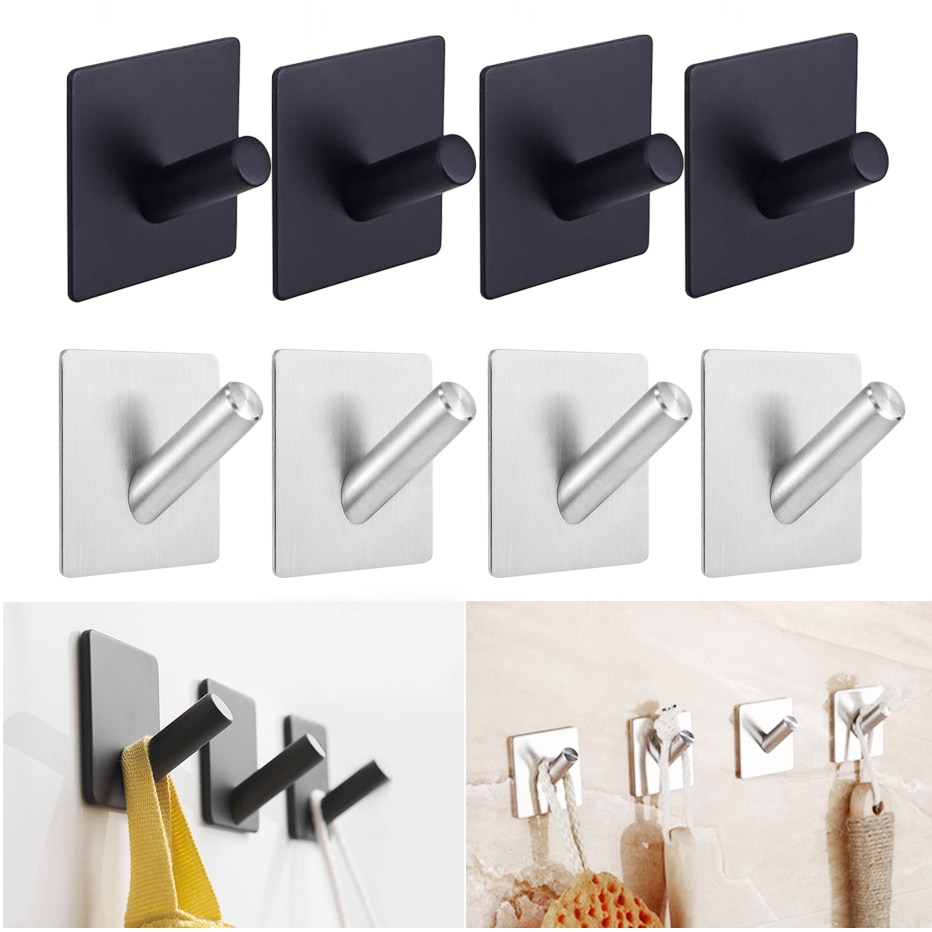 Weirun SUS304 - Estante Para Llaves De Acero Inoxidable 3M Autoadhesivo Con 4 Ganchos, Organizador De Almacenamiento De Garaje, Para Baño, Cocina, Soporte De Pared, Estilo Contemporáneo, Acabado