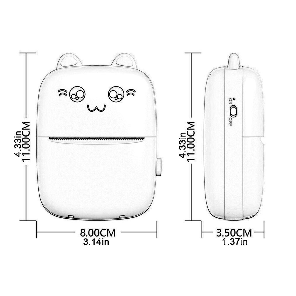 Handheld Mini Cute Cat Thermal Printer Mobile Phone Wireless Photo Memo Wrong Question Printer Study Stationary