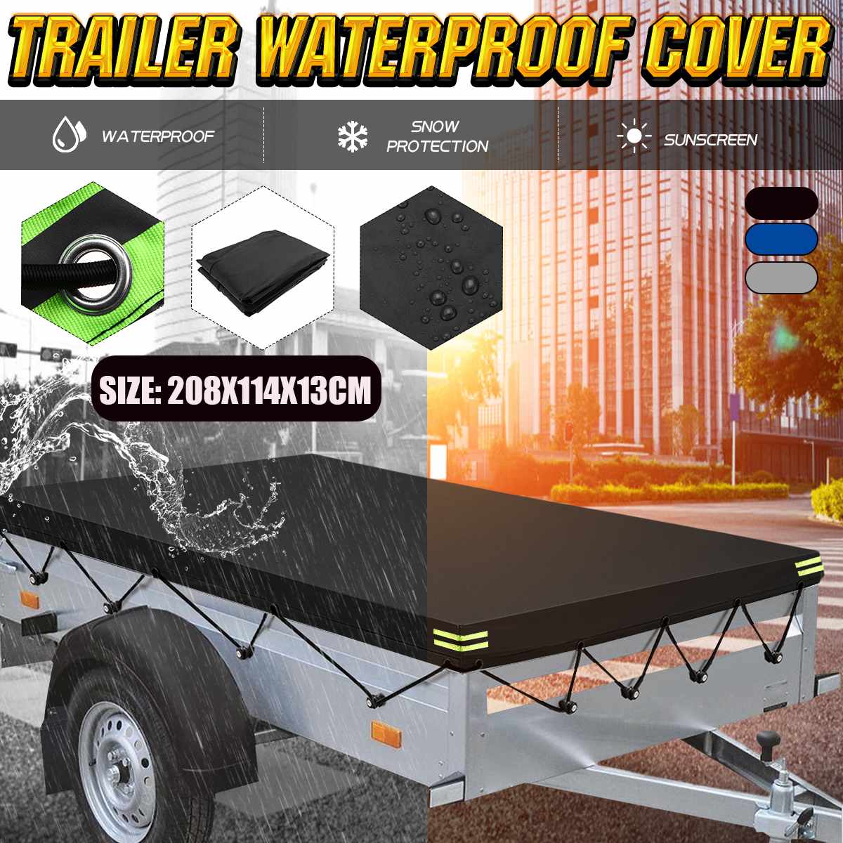208x114x13cm Trailer Cover Sunshade Outdoor Snow Protection Waterproof Dustproof Car Roof Tent Cover Canopy