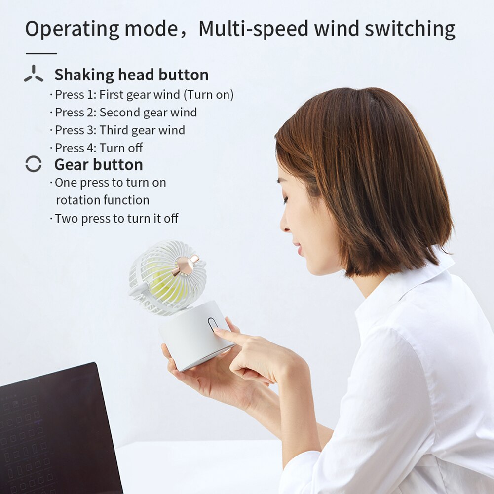 Portable Desktop Fan Airplane USB Rechargeable Air Cooler Summer Mute 3 Wind Speed Radiator Home Office Desktop Fan