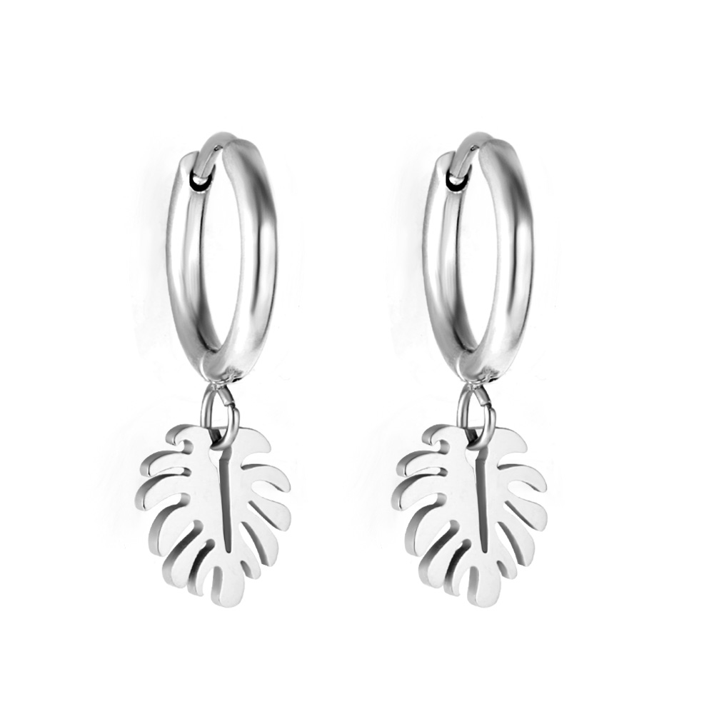 Pendientes de aro colgantes con dije geométrico Simple de lujo para mujer y hombre, Huggies de acero inoxidable con corazón, estrella, Luna, Cruz: Chapado en zinc blanco y azul