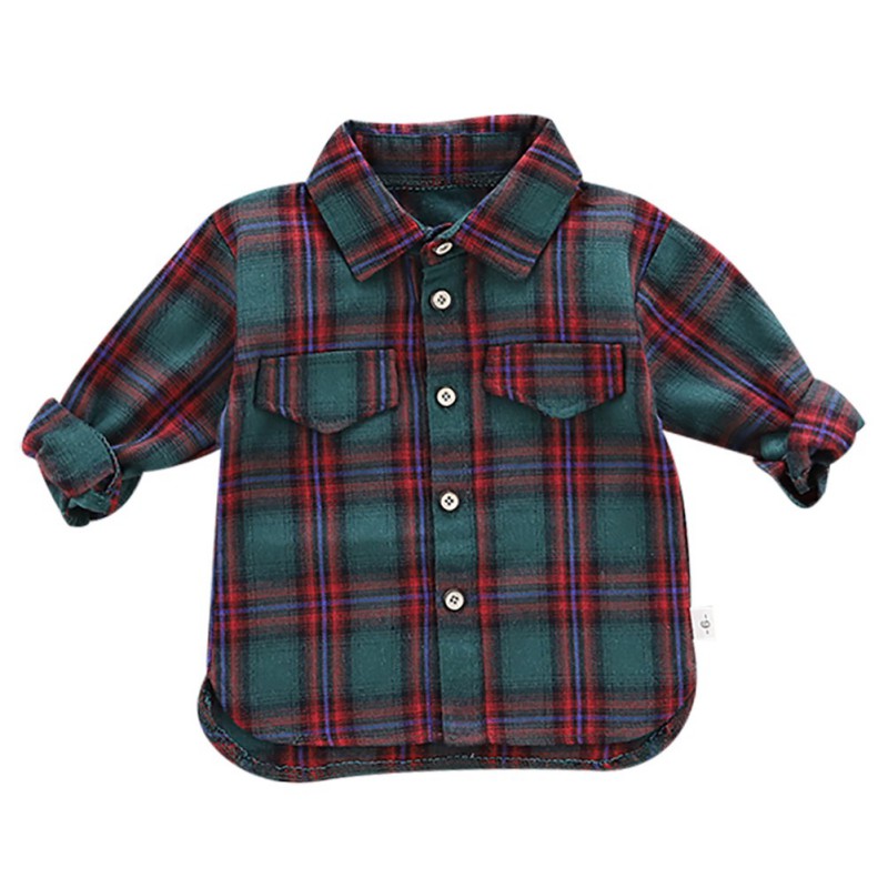 Katoen Jongen Shirts Baby Jongens Lange Mouwen Plaid Print Shirts Kids Tops Tees Shirts Casual Blouse: C2 / 6M-1T