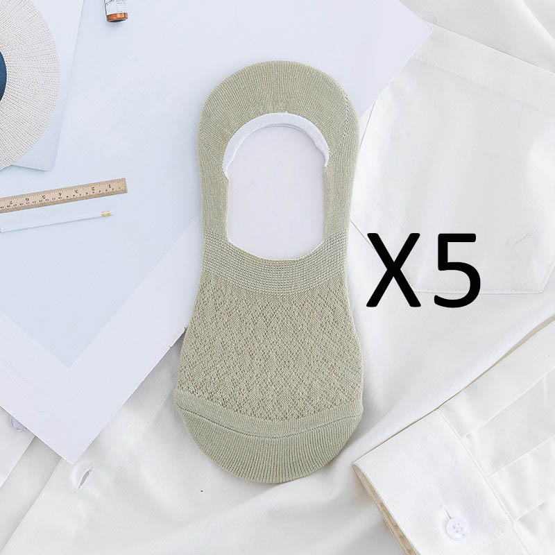 5 Pairs/Lot Invisible Candy Cotton Breathable Socks Non-Slip Mesh Women Summer Girls Casual Short Ankle Boat Low Cut Lady Sox: 10