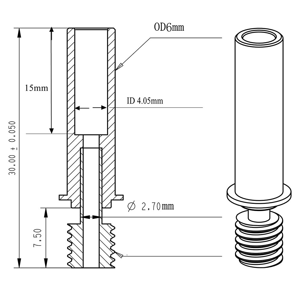 1 Piece of Bimetal -Melt Copper-Titanium Alloy Hose, Suitable for Creality CR-6 SE/Max/CR-5 PRO 3D Printer