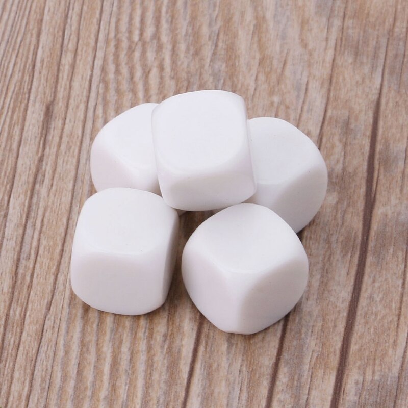 5 pcs 20mm Dice Dados Em Branco Acrílico Branco Kid Toy DIY Pintura Escrita Graffiti Família Jogos Acessórios