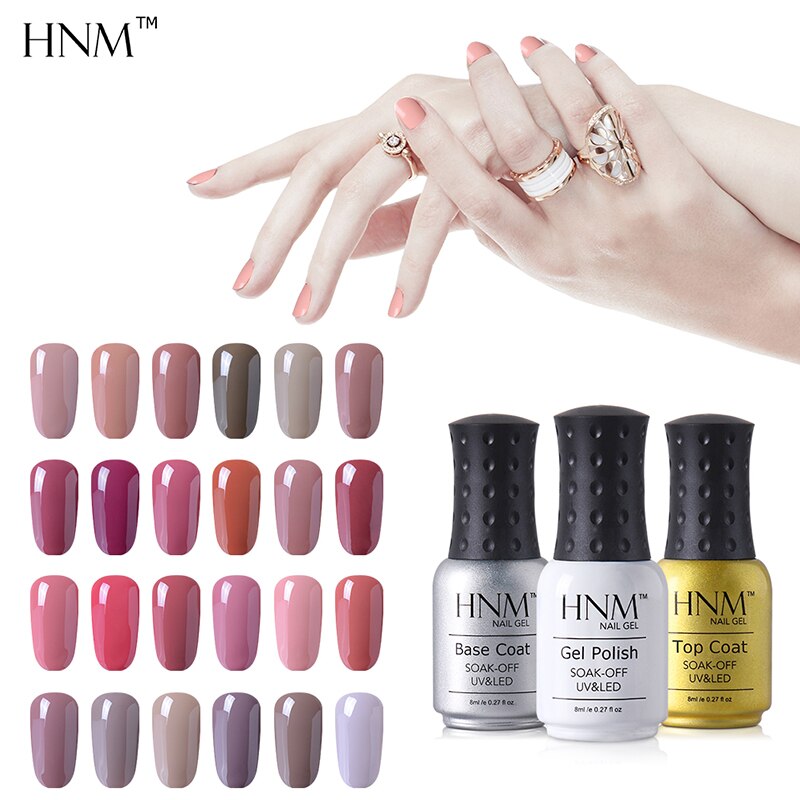 Hnm nude cor gel unha polonês 8ml 24 pçs/lote longa duração verniz gel conjunto ferramenta gelpolonês vernis semi permanente