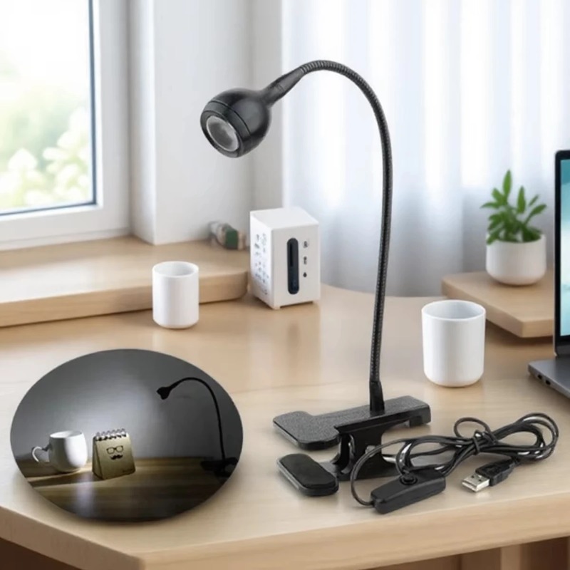 Flexibele tafellamp met usb-voeding, leeslamp met houder en clip, studeerlamp, nachtlampje voor op het nachtkastje, slaapkamerdecoratie, nachtlampje