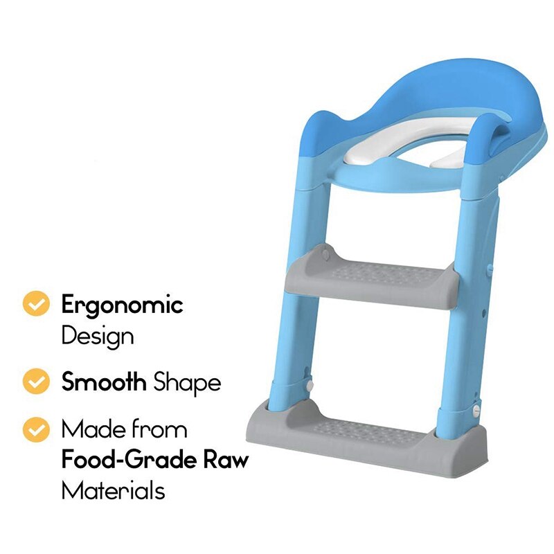 Potty Training Seat with Adjustable Ladder, Kids Ladder Toilet Seat with Non-Slip Step Stool Ladder, Potty Training Ladder, Pott