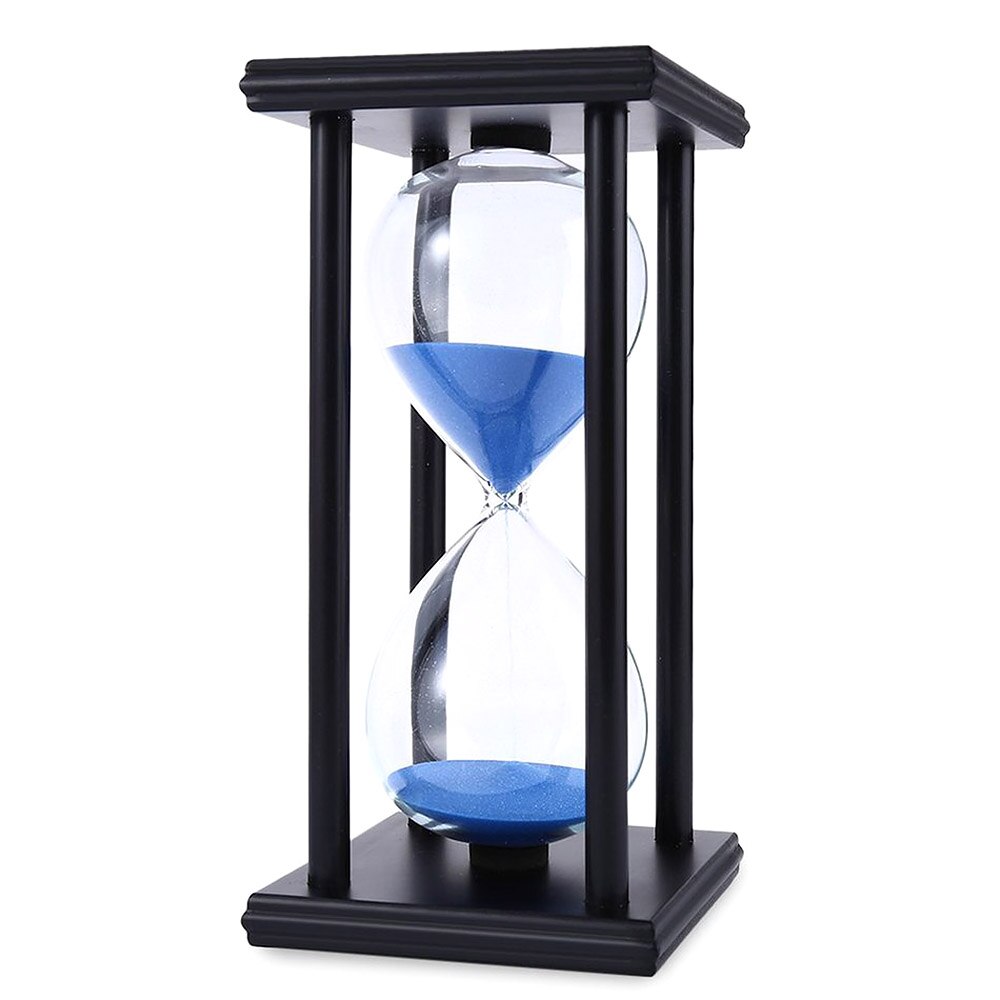30 Minutes Time Counter Hourglass Sand Timer Retro Wooden Sandglass Clock: Black Blue