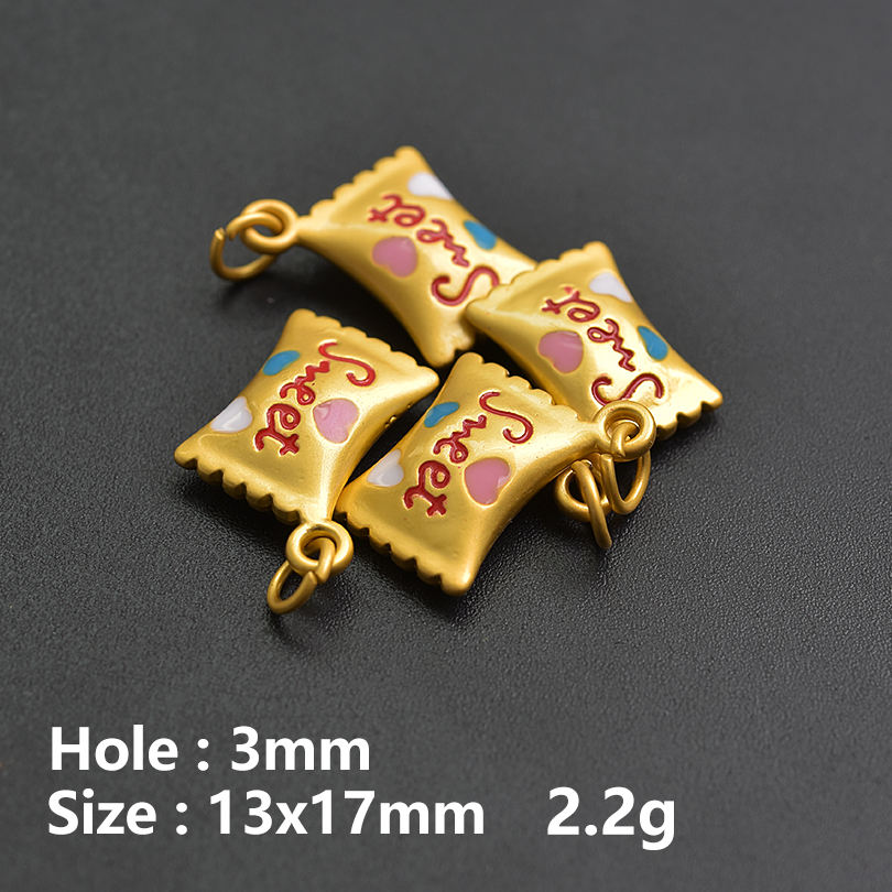 13pcs/Lot Mix Dessert Cake Ice Cream 3D Gold Color Enamel Charms For Jewelry Making Supplies Candy DIY Cute Pendant Accessories: Antique Gold Plated