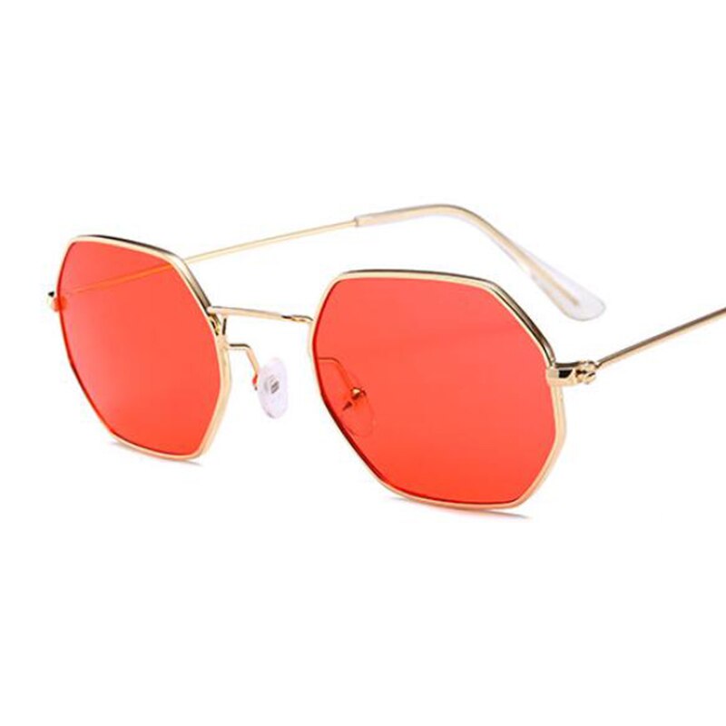 90's hexagon zonnebril vrouwen classic Platte Lens Clear Zonnebril mannen mannelijke retro kleine metalen frame zonnebril vierkante glazen