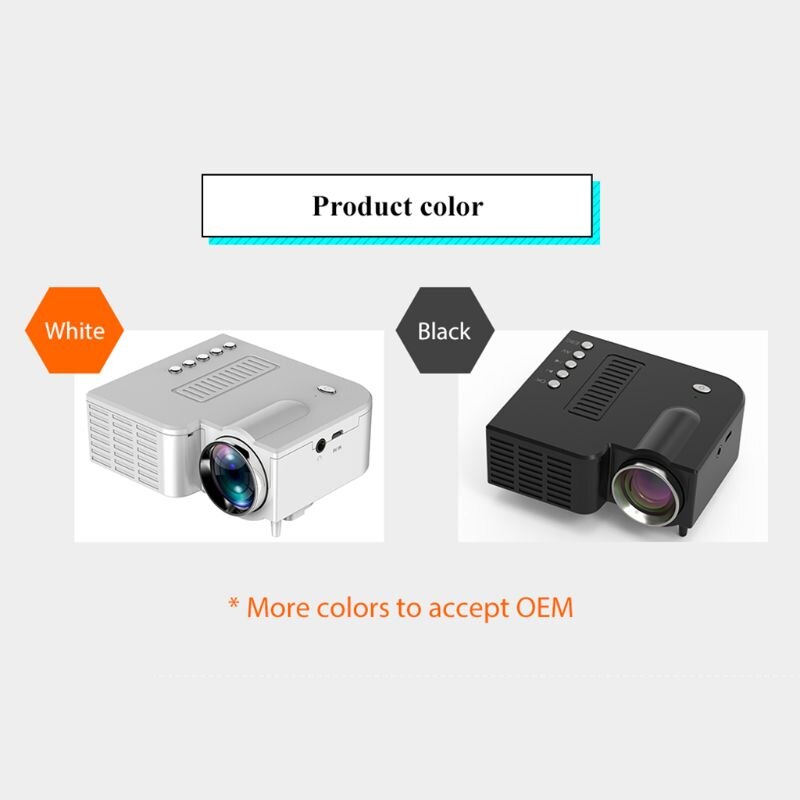 UC28C Mini Portable Video Projector 16:9 LCD Projector Media Player Black for Smart Phones Home Theater Cinema Office Supplies