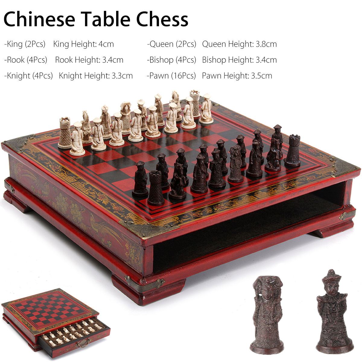 32Pcs/Set Wooden Table Chess Chinese Chess Games Resin Chessman Christmas Birthday Premium Entertainment Board Game