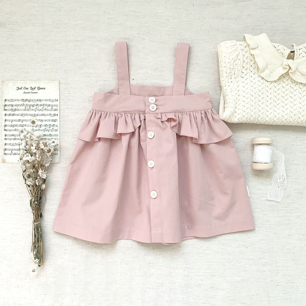 Vestito dal bambino della primavera di nuovo arrivo per le ragazze vestito casuale dalla neonata della principessa infantile senza maniche dell&#39;imbracatura rosa