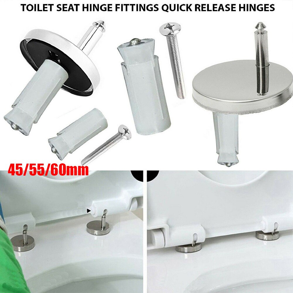 45/55/60mm Toilet Seat Hinges Top Close Soft Release Quick Fitting Heavy Duty Hinge Home Toilet Attachments