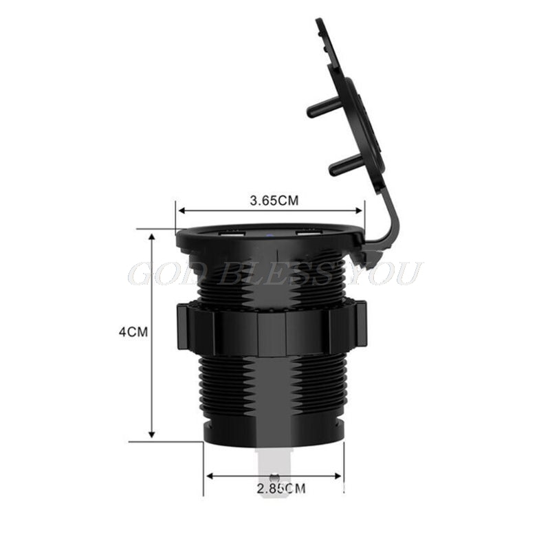 Adaptador de enchufe USB de 5V y 2.1A para coche, voltímetro con pantalla de voltaje, 12-24V, resistente al agua, doble puerto, para barco y motocicleta