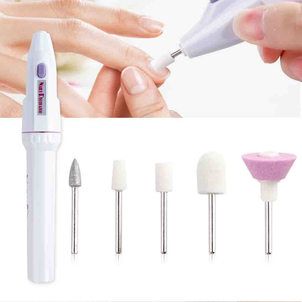 Mini pulidora eléctrica para uñas, accesorios de la máquina pulidora portátil para manicura y pedicura, 1 Juego de 5 Bits
