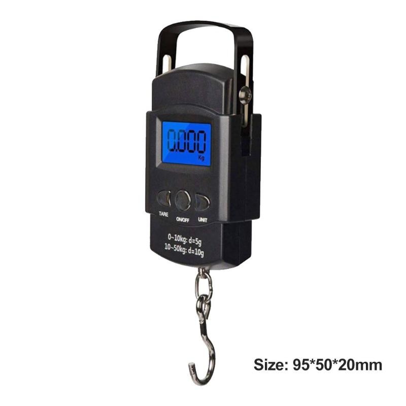Mini báscula Digital portátil, 50KG, 5/10g, con cinta métrica, para pesca, equipaje, cocina: 1