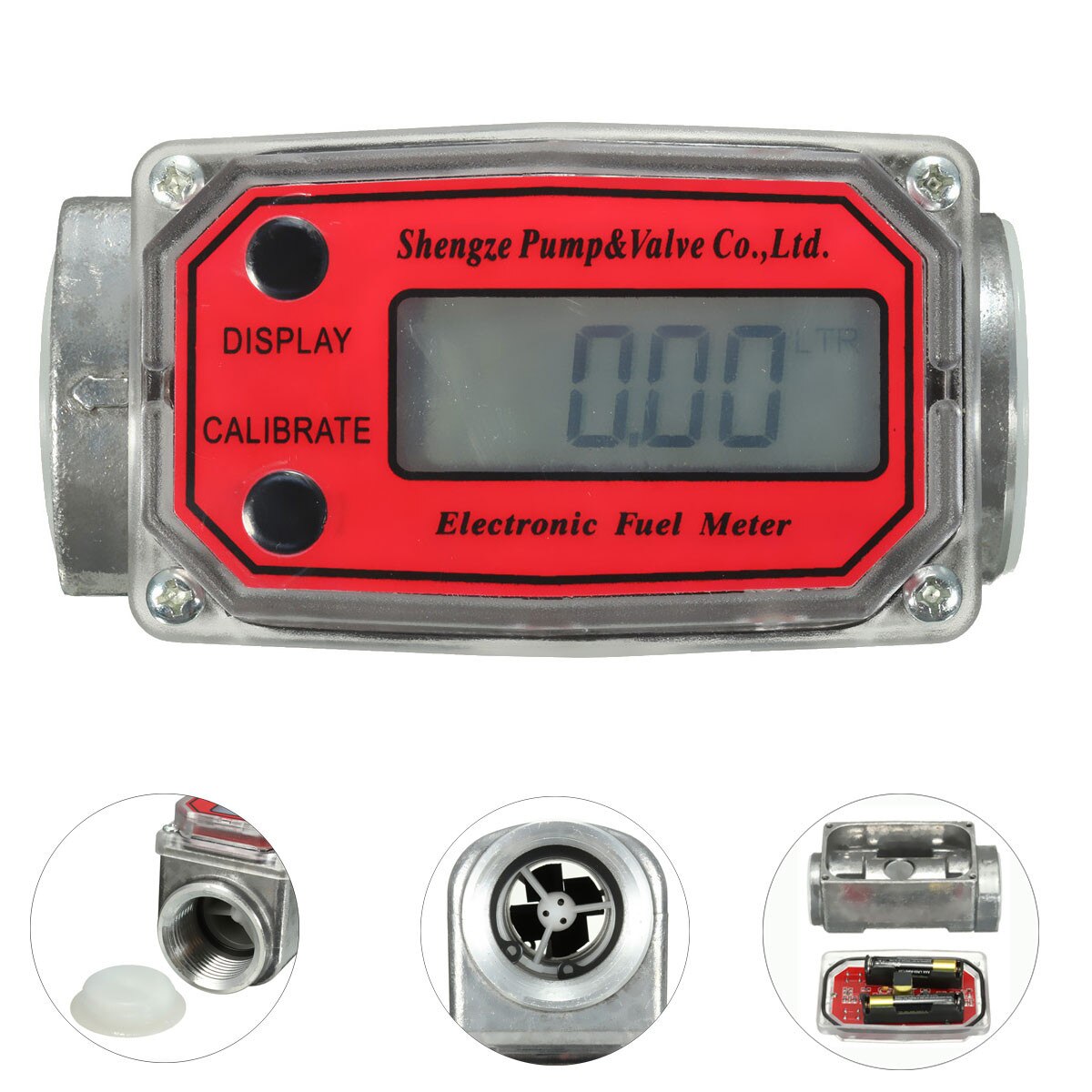 1inch Digital Fuel Flow Meter Car Gasoline Methanol Water Flow Meter Counter Fuel Flow Sensor Indicator 15-120L Gear Flowmeter