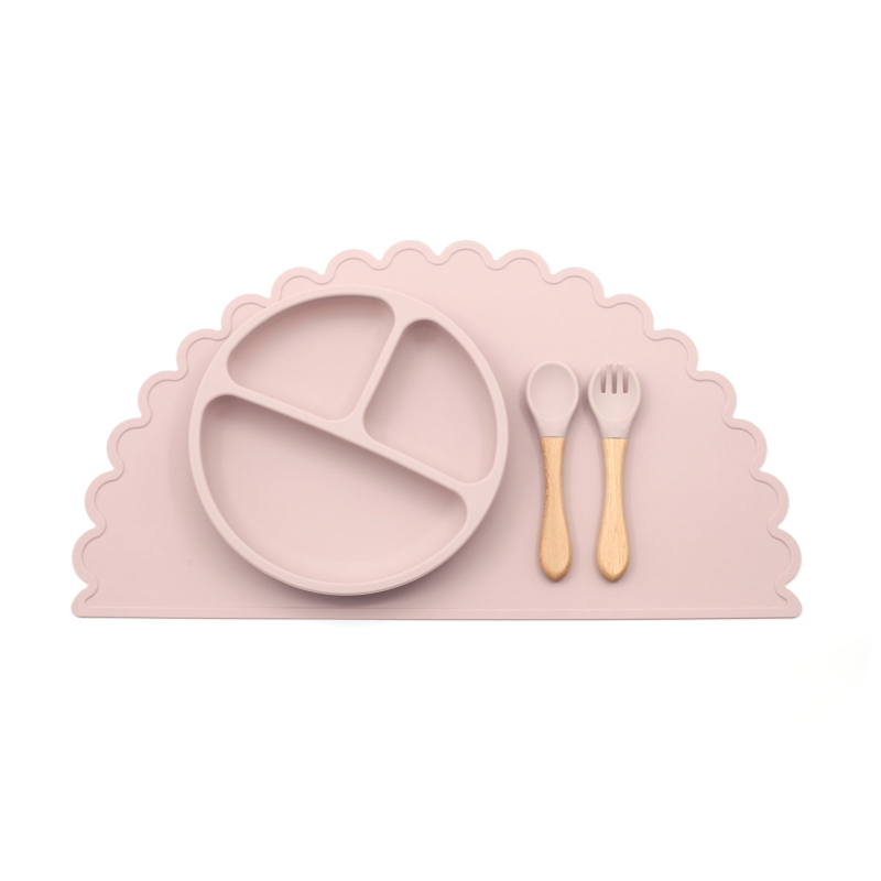 4 Stuks Baby Siliconen Verdeeld Diner Plaat Lepel Vork Placemat Set Training Feeding Gebruiksvoorwerp Gerechten Servies Kit