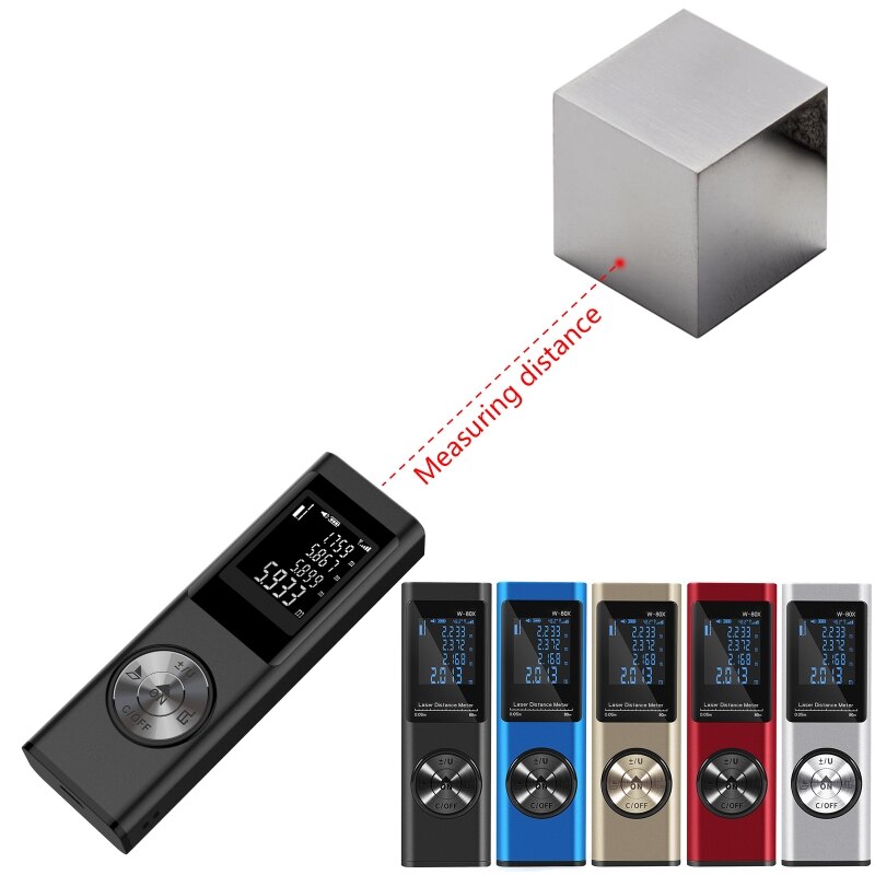 80m Aluminum IP54 4 Measurement Units Digital Infrared Ray Distance Meter Rechargeable Waterproof Dustproof Fallproof