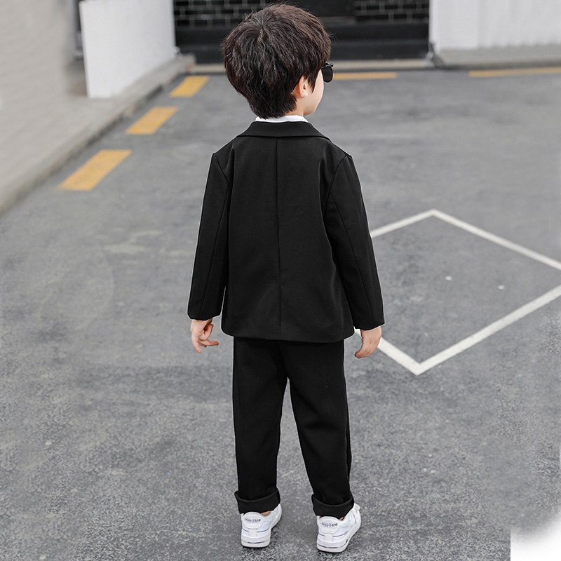 Conjunto de traje informal para niños, chaqueta de retazos, pantalones, 2 piezas, fresco, prendas de vestir exteriores para bebés de 4 a 13 años, primavera y otoño