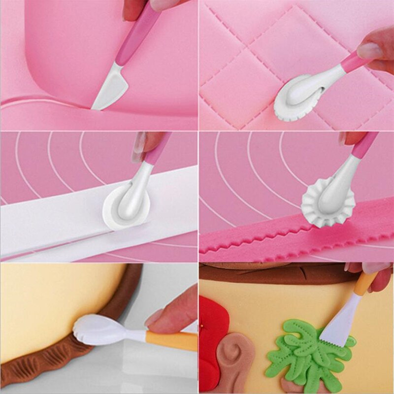 4 st/set fondant tårta dekorera modelleringsverktyg 8 mönster blomdekoration penna bakverk carving cutter baka hantverksformar gör det själv