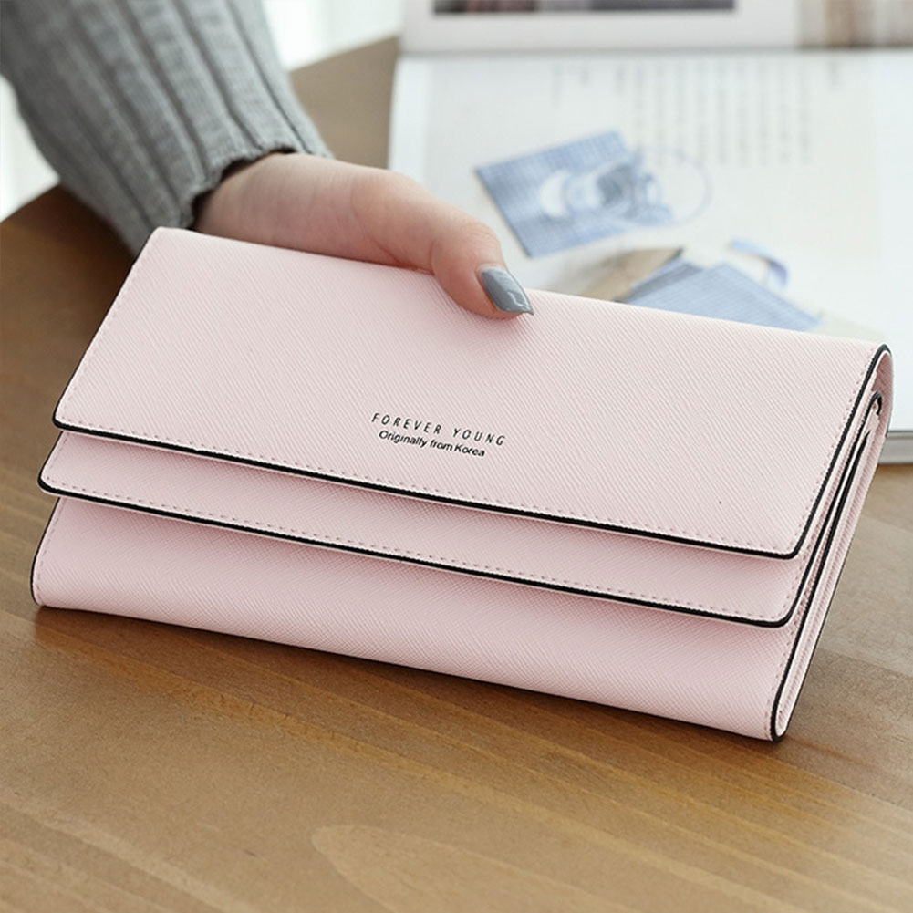 Organizer Purse Multiple Card Slot PU Large Capacity Multifunction Tri-fold Long Coin Pocket Wallet
