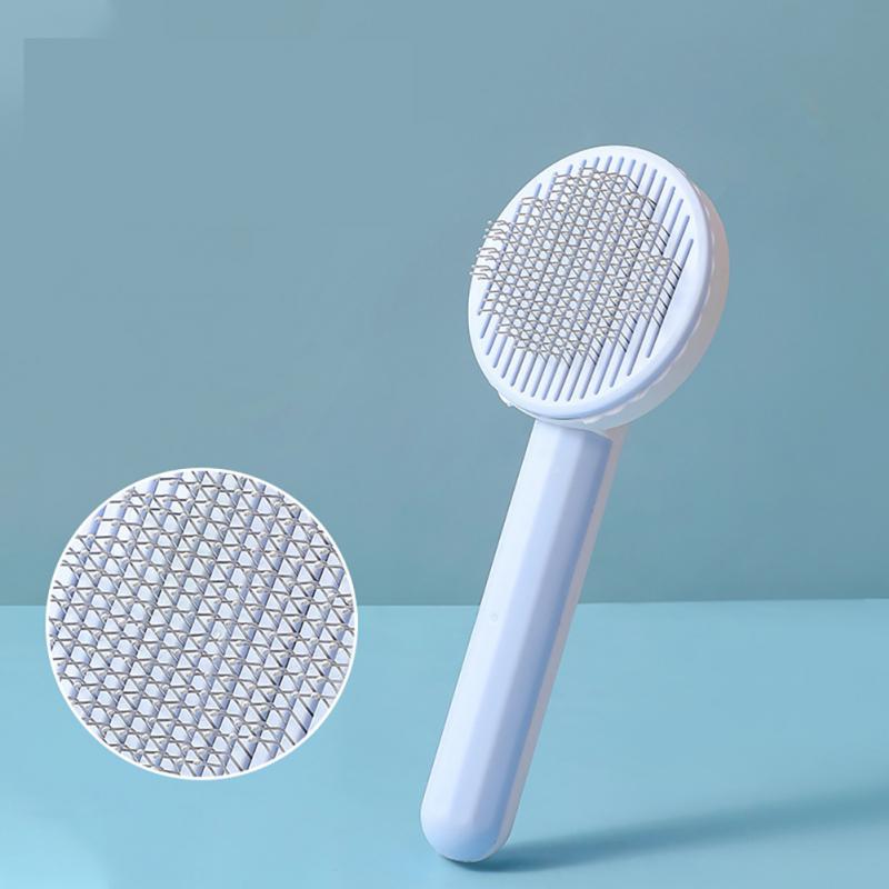 Huisdier Kat Borstel Hond Kam Haar Remover Schraper Huisdier Haar Kam Zelfreinigende Slicker Brush Voor Katten Massages Kam Schoonheid producten: sky blue