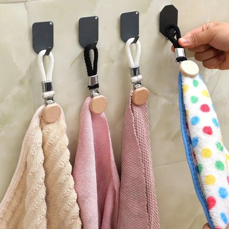 1-6 PCS Huishoudelijke multifunctionele metalen opbergclip Handdoekclip Geweven touw Hangende clip Geen boor Draagbare badkamerhanddoekclip