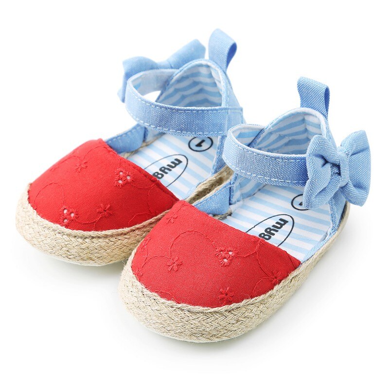 Pasgeboren Baby Boog Sandalen voor Meisjes Zomer Pasgeboren Katoenen Baby Meisje Sandalen Strand Zachte Schoenen Prinses Sandalen