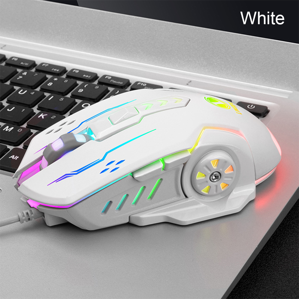 E-Sport Wired Gaming Mouse 3600Dpi 6 Knoppen Muizen Backlit 6D Kleurrijke Led Licht Gloeiende Muis Voor Laptop pc Computer Gamer: White