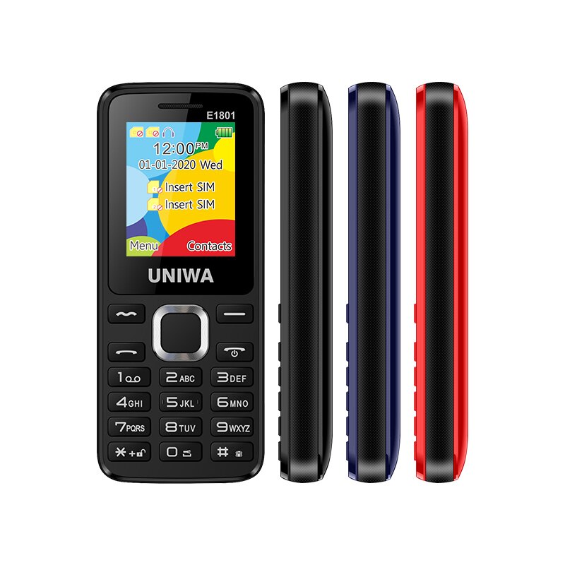 Laagste prijs uniwa  e1801 2g gsm bar functie mobiele telefoon dual sim ondersteuning trilfunctie tf uitbreiding voor studenten ouderen mobiele telefoon