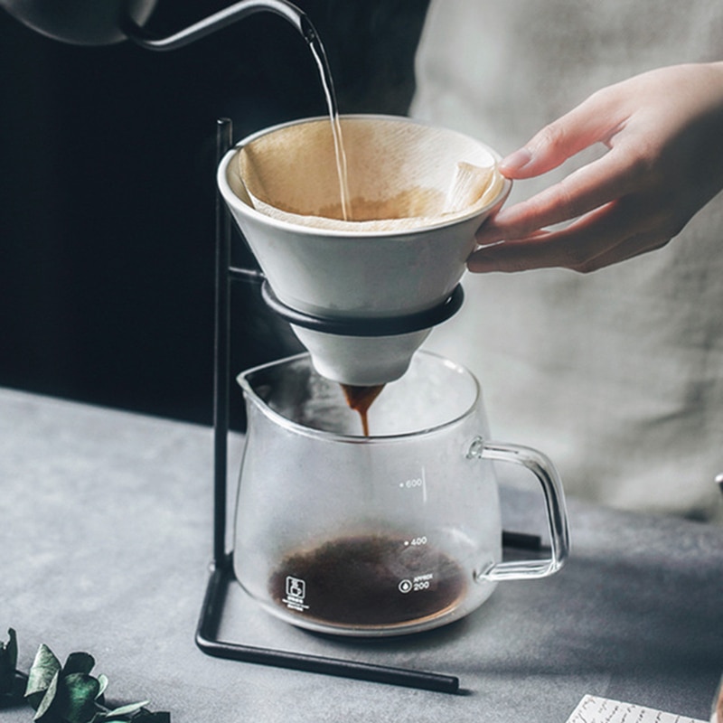 Håndbrygget kaffefiltersæt med  v60 pour over glas kaffekande kaffe elkedel kande drypper stand kaffemaskine sæt
