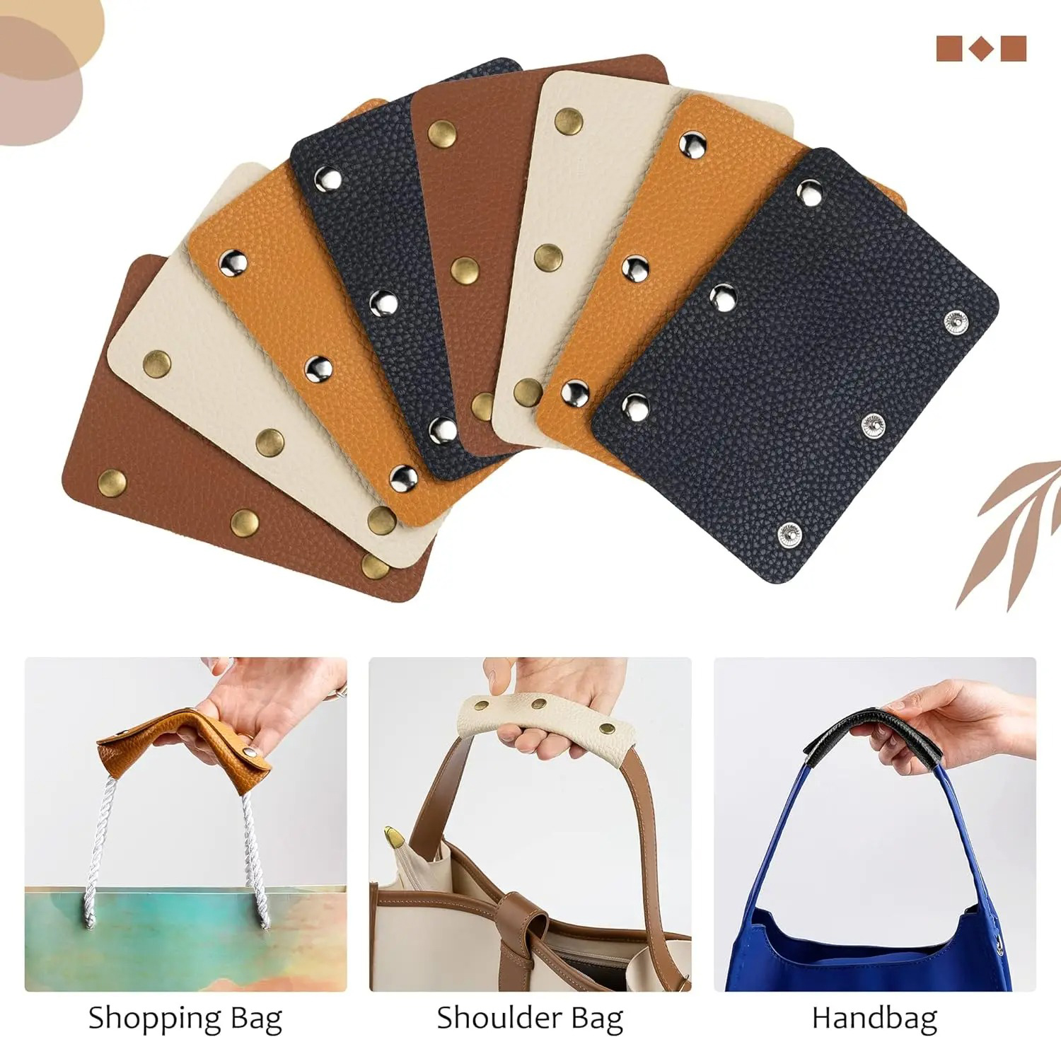 Leather Handle, Protective Cover, PU Handbag Handle, Wrap Saddle Buckle, Suitcase, Handbag Shoulder Strap, Chain Bag Accessories