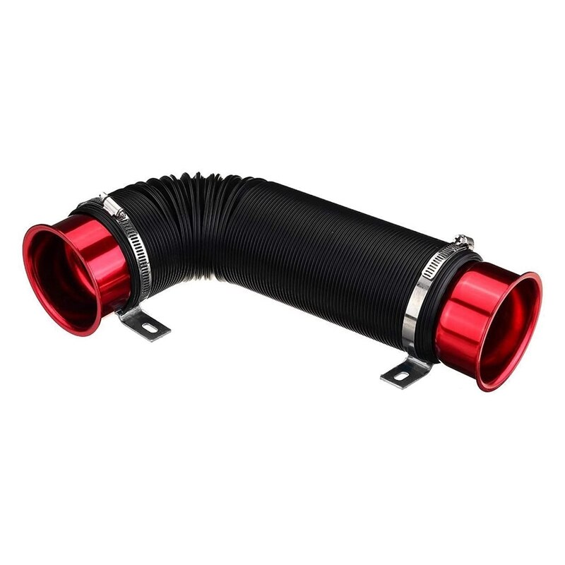 76mm 1M Car Air Filter Intake Cold Pipe Flexible Duct Feed Hose Kit with Tuyere Inlet Clamp Tube Hose Air Intake Pipe: Brown