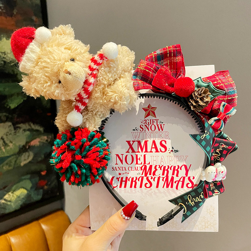 Adorable gorro navideño, disfraz de vacaciones, diadema para niños y adultos, pequeño, accesorio para fotografía, estilo dulce y fresco 2026: Marrón claro