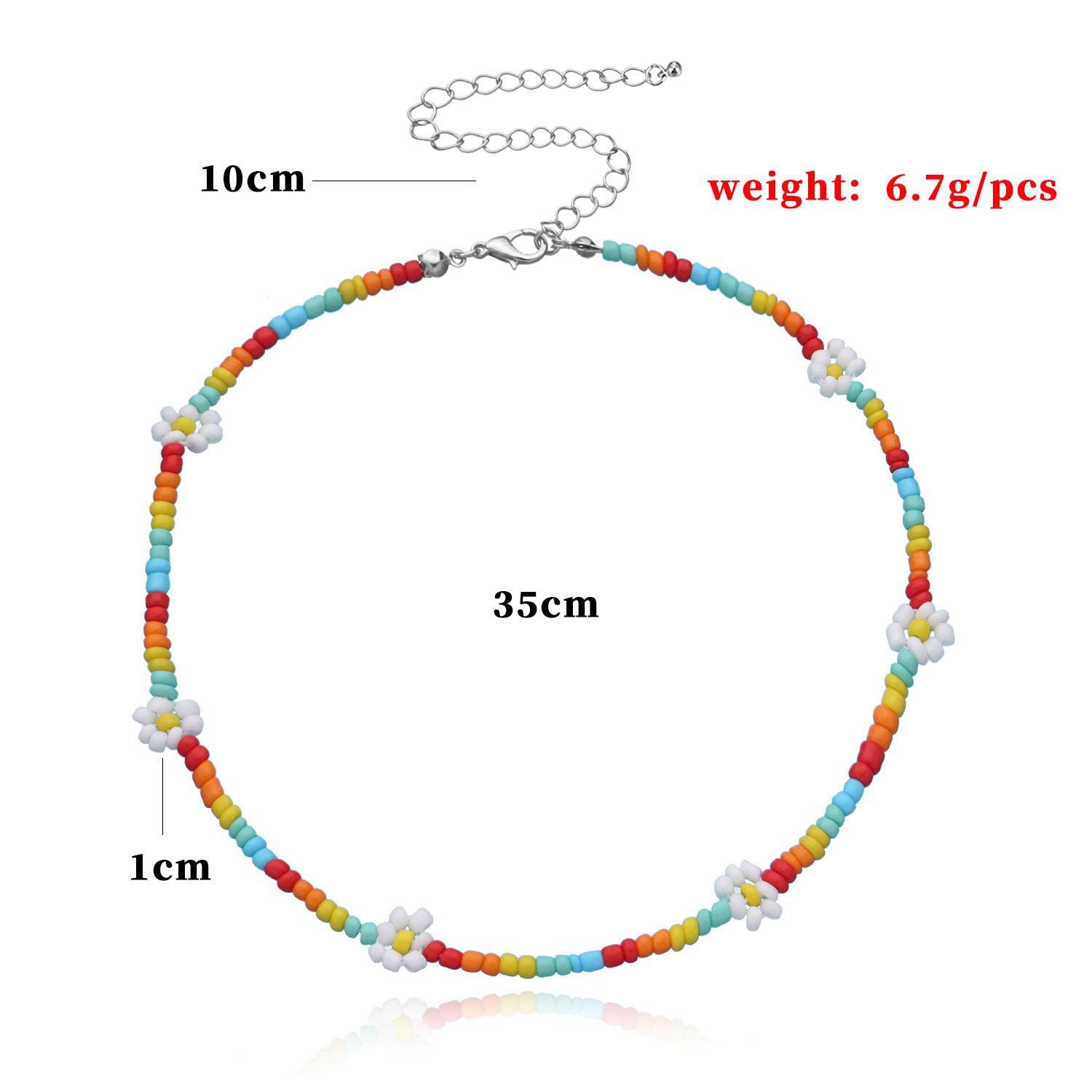 Korea Lovely Daisy Flowers Colorful Beaded Boho Statement Short Choker Necklace for Women Vacation Jewelry