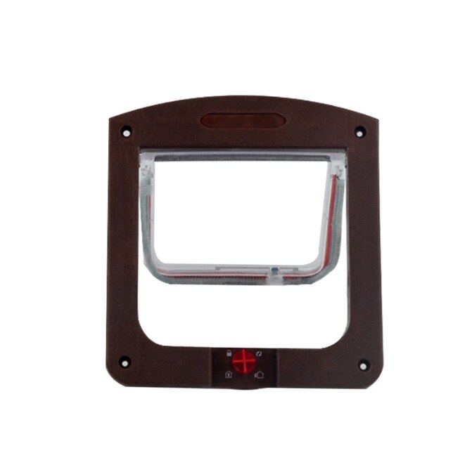 pet Entry and exit Cat door cat hole Glass door Puppy door for dogs pet Door: Dark Brown