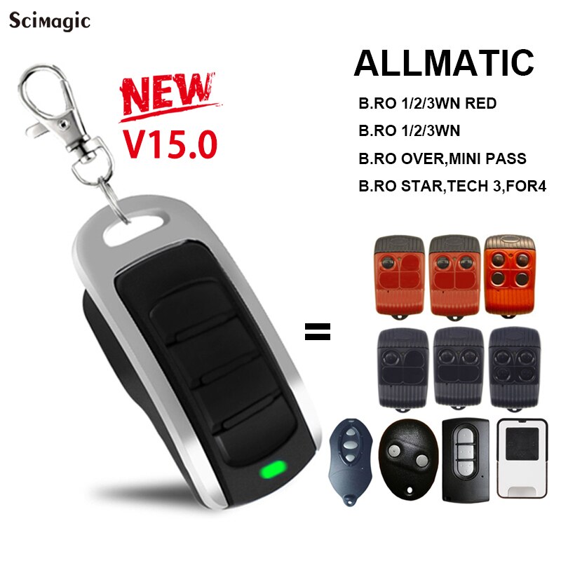 Garage Remote Control For ALLMATIC BROWN, BROWN RED, PASS, MINIFASS, TECH3, FOR4 433MHz Transmitter Rolling Coce Command