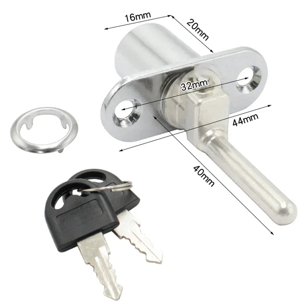 Drawer Lock Cylinder Triple Lock Desk Cabinet Drawer Front Lock With Keys Office Desk Furniture File Cabinet Lock Head: Gold