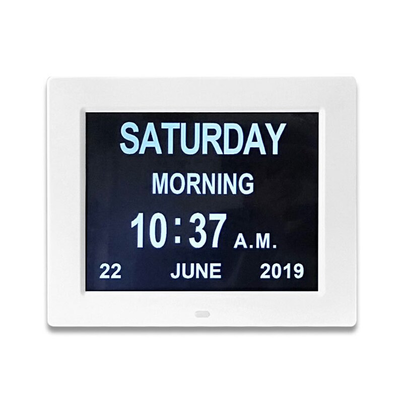 8 Inch LED Time Week Date Calendar Digital Alarm Clock for Elder People with Remote