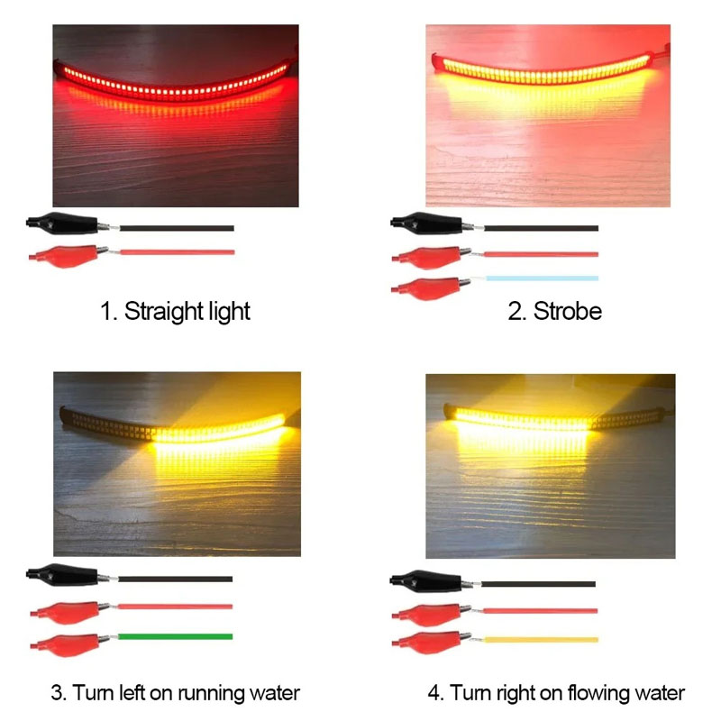 Motorrad LED Rücklicht Streifen 12V Gelb Fließende Drehen Einzel Anzeige Lichter verrotten Strobe Lampe Bremslichter Dekor Licht Band