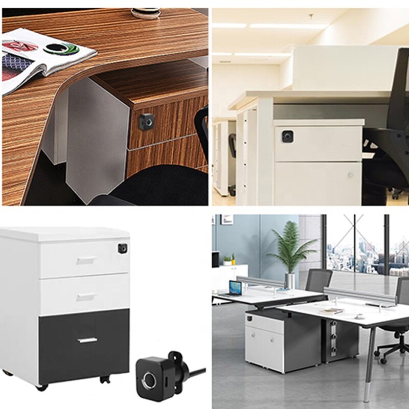 Smart Keyless Fingerprint Mini Cabinet Lock Invisible Battery Powered Biometric Electric Lock for Office Drawer File Cabinet