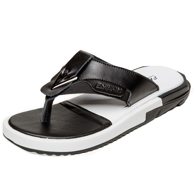 Flip flops mænd sommer strand sandaler herre læder hjemmesko slides udendørs mand flade sko klipklapper chanclas hombre hvid