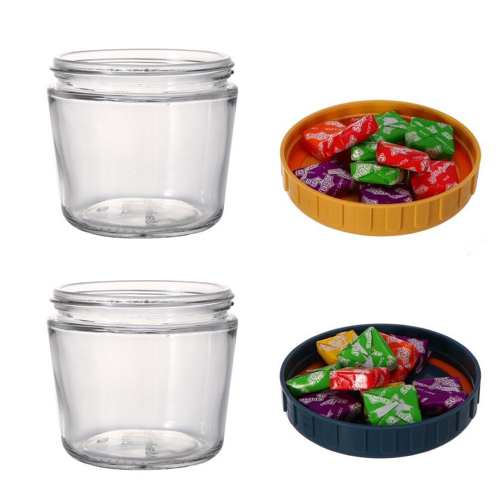 1 sæt 2 stk. glasforseglet opbevaringsdåse fuglerede kop madopbevaringsbeholder kornkrukke til hjemmekontorkøkken (gul + blå med: Gulblå